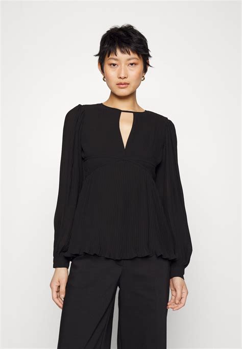 black michael michael kors nerina mixed material blouse|Michael Kors designer tops black.